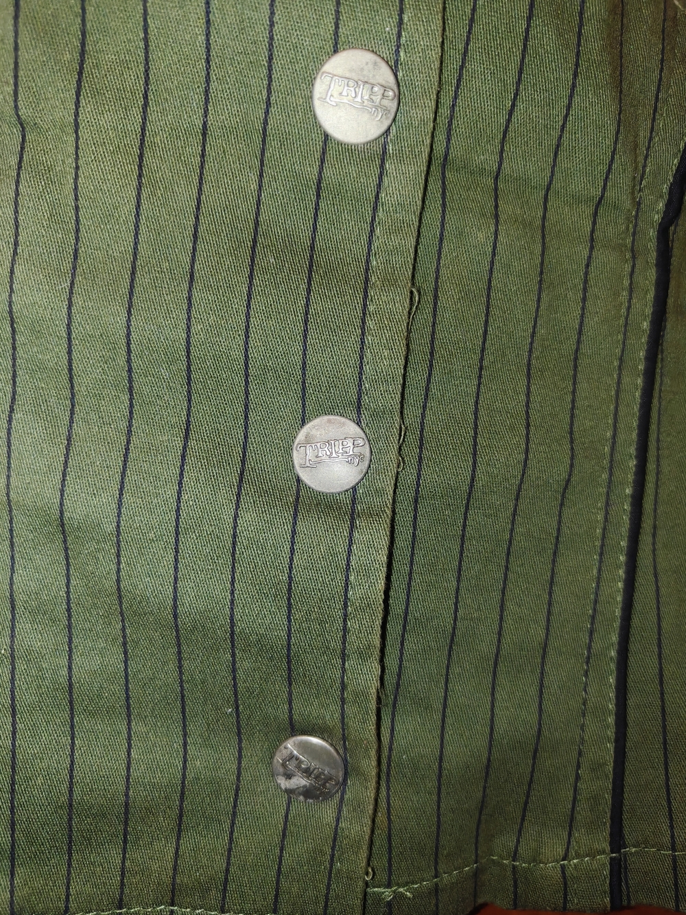 Tripp NYC Vintage Military Style Goth Olive Green Pinstripe Halter Tank - Picture 3 of 6